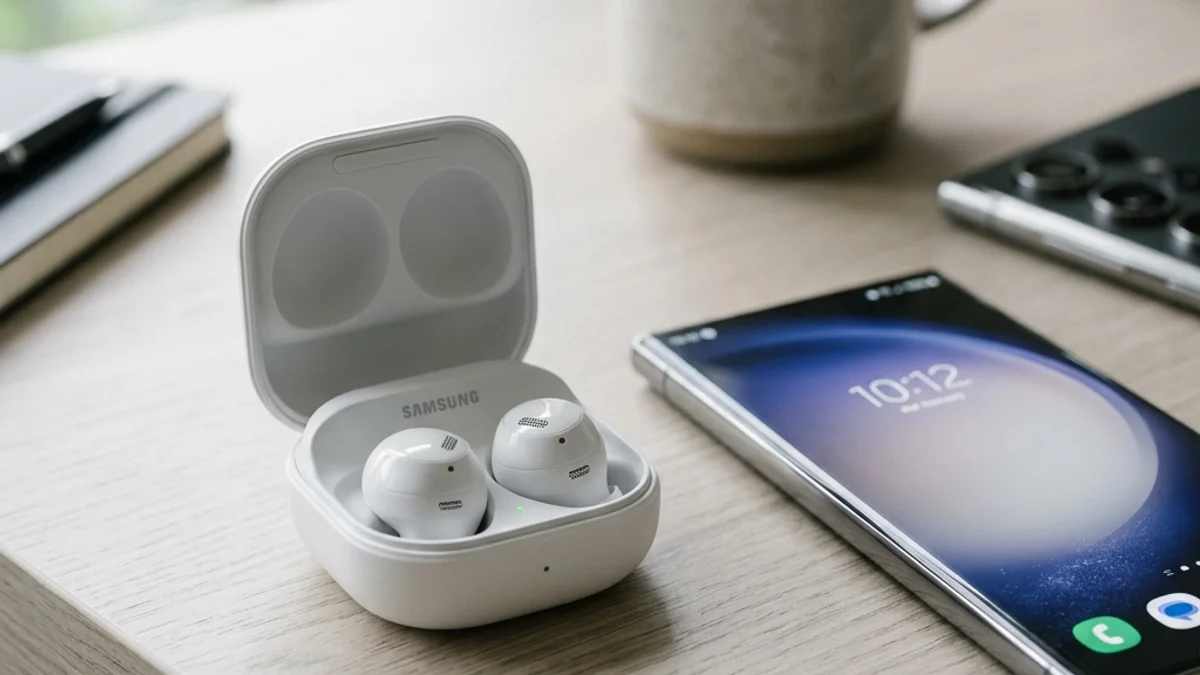 Ilustração técnica do artigo sobre Samsung Galaxy Buds4 em Promoção: Menor Preço no Mercado Livre
