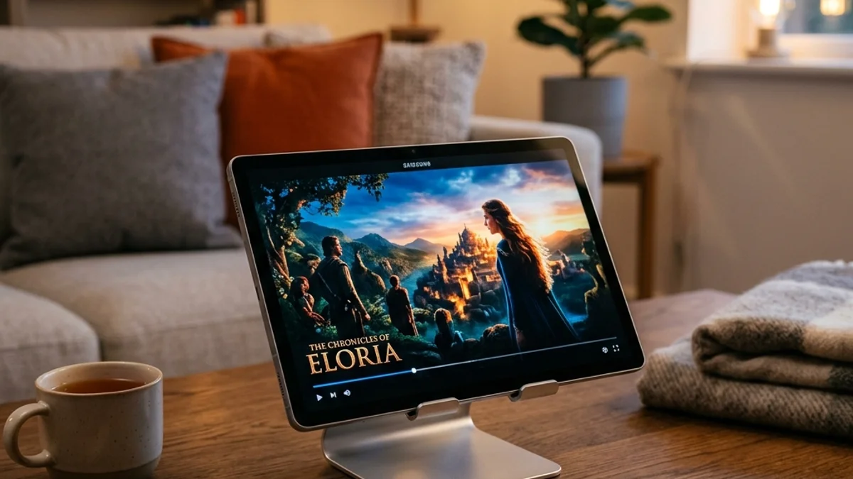 Um Galaxy Tab S11 5G acoplado a uma capa teclado, com a S Pen