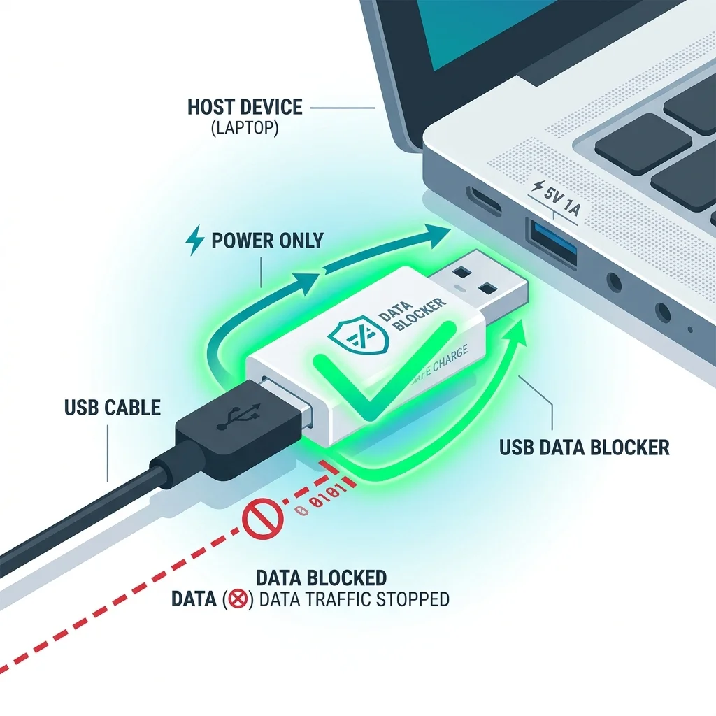 Ilustração técnica do artigo sobre O que é Juice Jacking? O Golpe que Usa Portas USB para Roubar seu Celular [Guia Completo 2026]