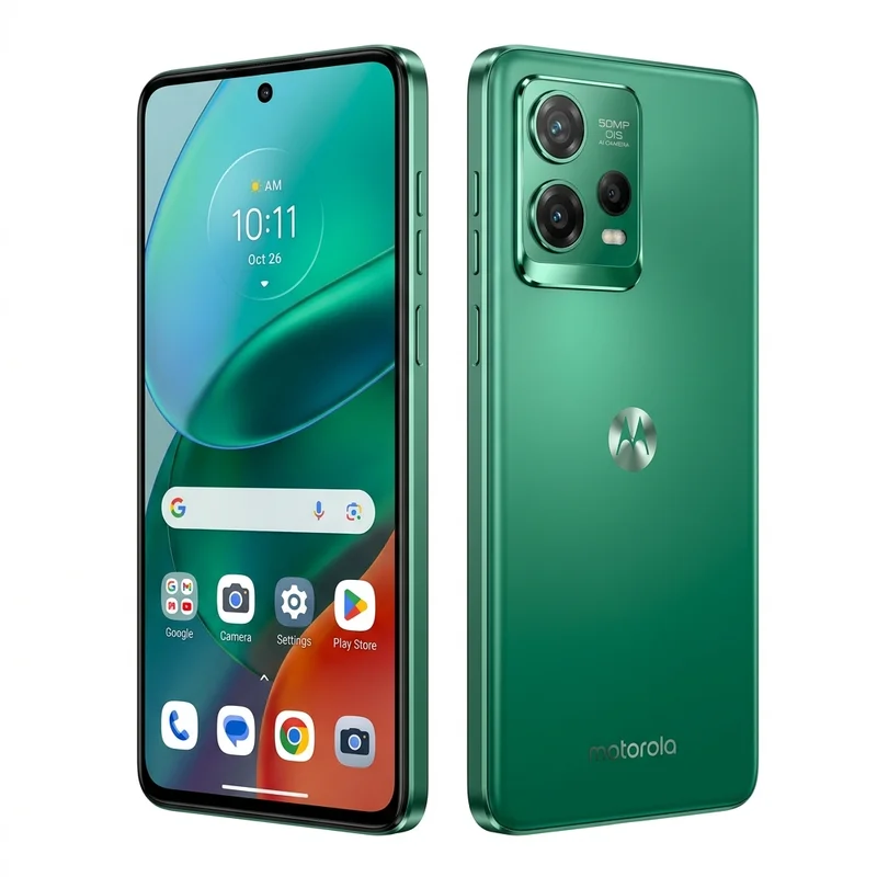 Motorola Moto G56 5G Verde exibindo a certificação de alta resistência a impactos e jatos de água