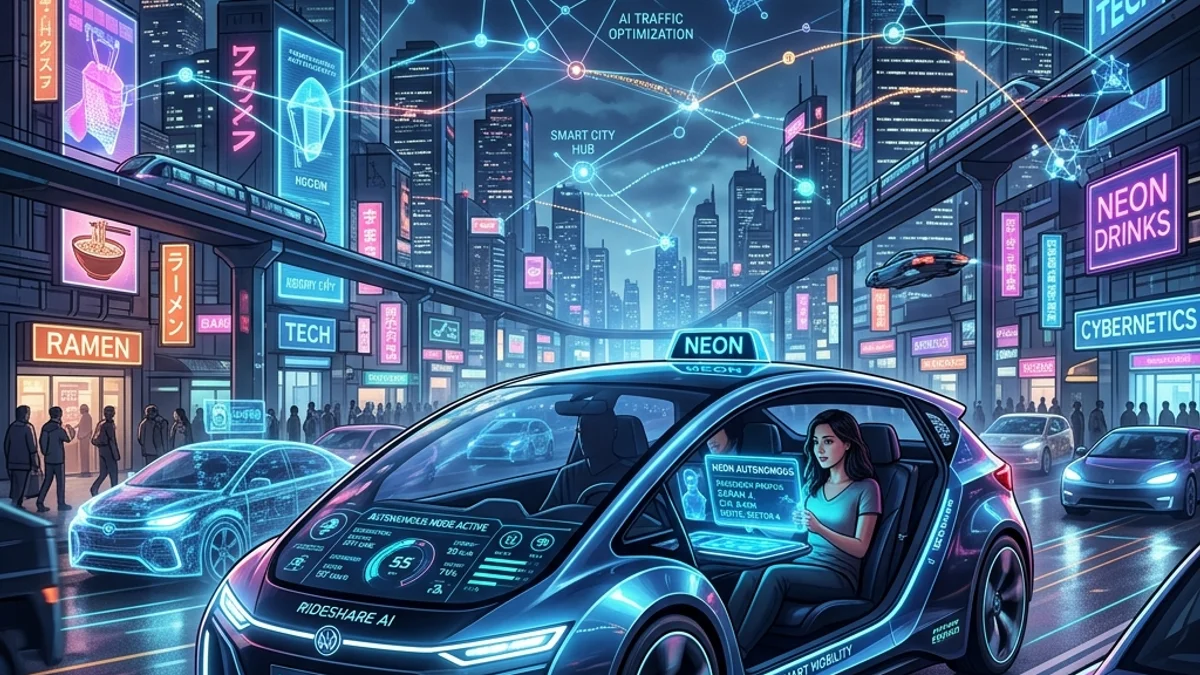 Ilustração técnica do artigo sobre Não existe ligação entre IA e serviço melhor aos passageiros, diz Uber